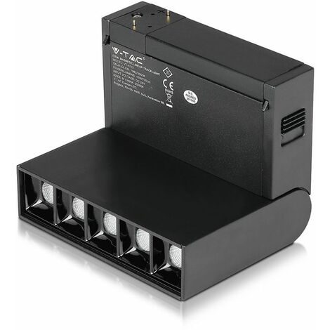 Foco lineal LED SMD magnético V-TAC de 10 W (5 x 2 W) y 24 V, ajustable, UGR19, negro, blanco natural, IP20, CRI90