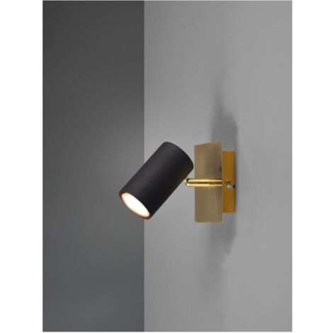Foco Marley Base Dorada Con Iluminación Trio Foco Cilíndrico Negro Orientable