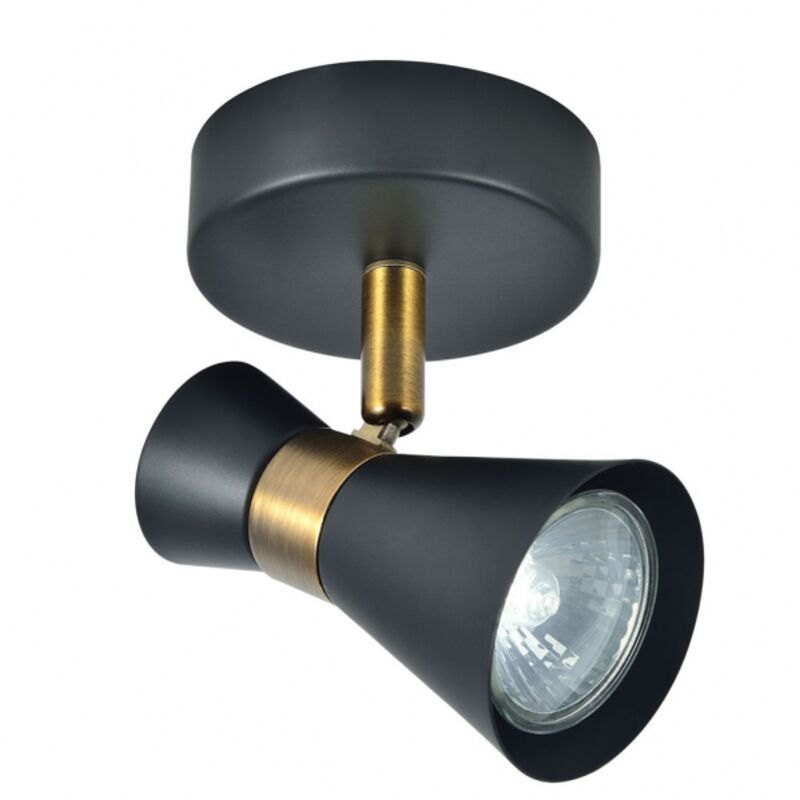 Fabrilamp - Spot orientable maximo en cuir noir pour salles de bains