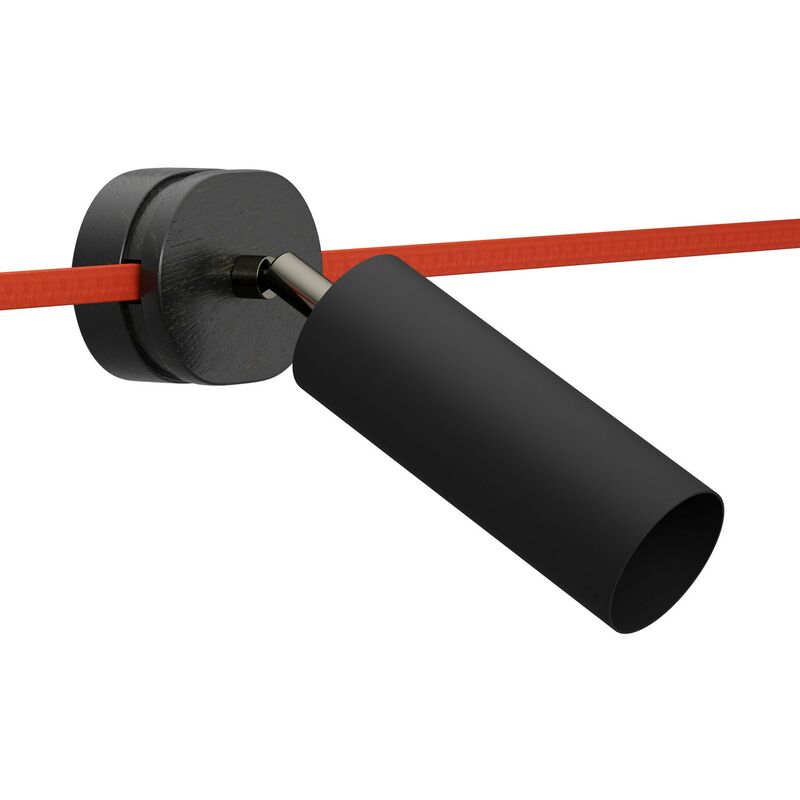 

Creative Cables - Foco orientable Filè, lámpara de pared con pantalla metal Tub-E14 | Con bombilla - Negro - Negro