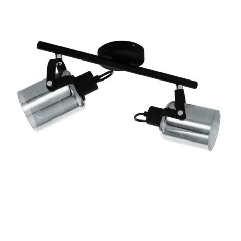 Foco Orientable Negro 2 Focos Cristal Ahumado Cilindro Berregas Eglo