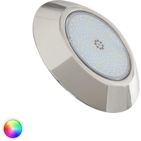 Foco Piscina Superficie LED RGBW Sumergible 12V DC IP68 Acero Inoxidable 12W RGBW
