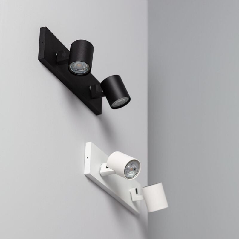 

Efectoled - Foco Portalámparas Doble de Superficie Direccionable de Aluminio Gylu para Bombilla GU10 Blanco - Blanco