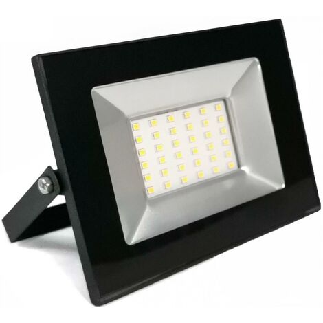 Foco proyector exterior 10W 6000K Luz fría. Forma Rectangular 10×7 cm. Chip EPISTAR LED SMD IPAD. Alto brillo. Extraplano Terraza y jardín. Aluminio fundido y vidrio templado. Color negro - Negro