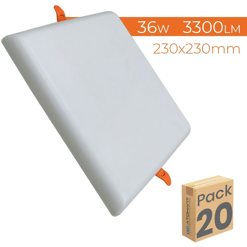 

Led Atomant Sl - Placa Downlight LED Cuadrada Plana 36W 3300LM Corte Ajustable 60-210mm | Blanco Cálido 3000K - Pack 20 Uds. - Blanco Cálido 3000K