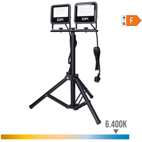 Foco proyector led con tripode 2x30w 2x2370lm 6400k luz fria black series
