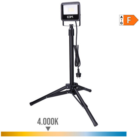 Foco proyector led con tripode 30w 2370lm 4000k luz dia black series