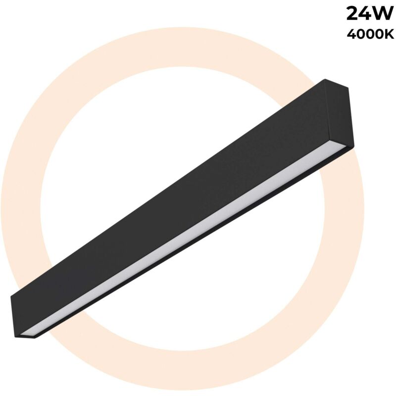 Barcelona Led - Luminaria Lineal led De Suspensión / Superficie 24W - Slim - - Negro
