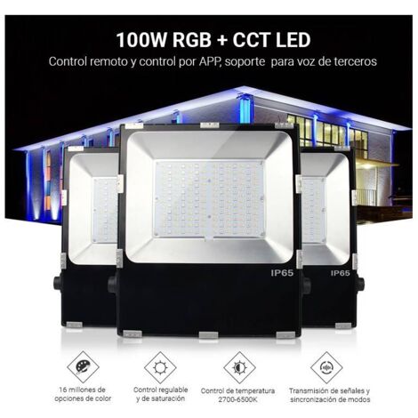 Foco proyector LED RGB+CCT 50W 4200lm - control por RF y WiFi - IP65