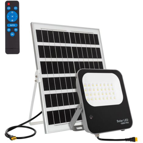 Foco Proyector LED Solar 100W 170lm/W IP65 con Control Remoto Blanco Neutro 4500K 90º - Blanco Neutro 4500K 90º