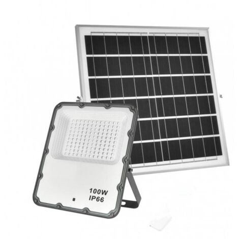 Foco Proyector LED Solar ECO Profesional 50W IP66 con Sensor Crepuscular / Movimiento con Control Remoto