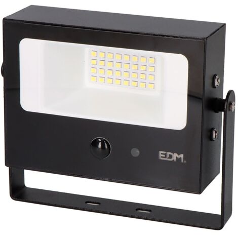 Foco proyector solar auto basculante, 10 w, 1800 lm, 6500 k, con sensor movimiento, negro