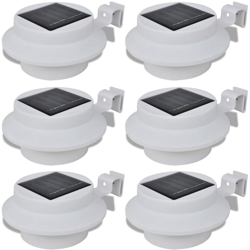 

Foco solar blanco para vallas de jardín, 6 unidades - Blanco