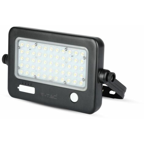 Foco solar LED V-TAC de 10 W con sensor PIR, USB, batería, blanco natural, IP65