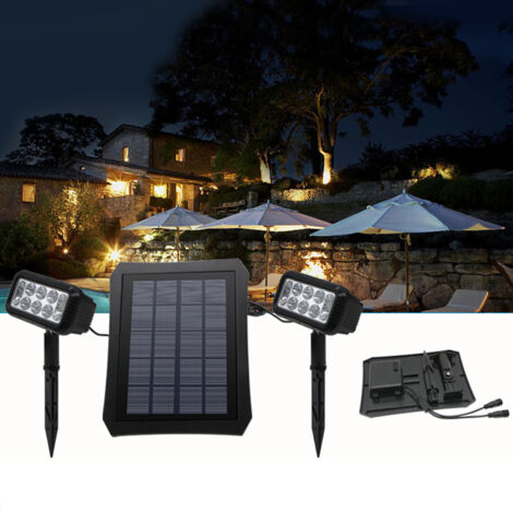 [Foco solar] Luz solar de jardín, LED Poly 5V, 2 modos de funcionamiento automáticos, panel solar ABS+PMMA impermeable de 3W para patio, césped, jardín, porche.