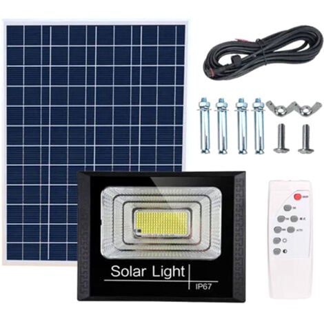 ALOVEZ Foco solar + mando a distancia + temporizador + control de brillo, 50 W con 180 LED