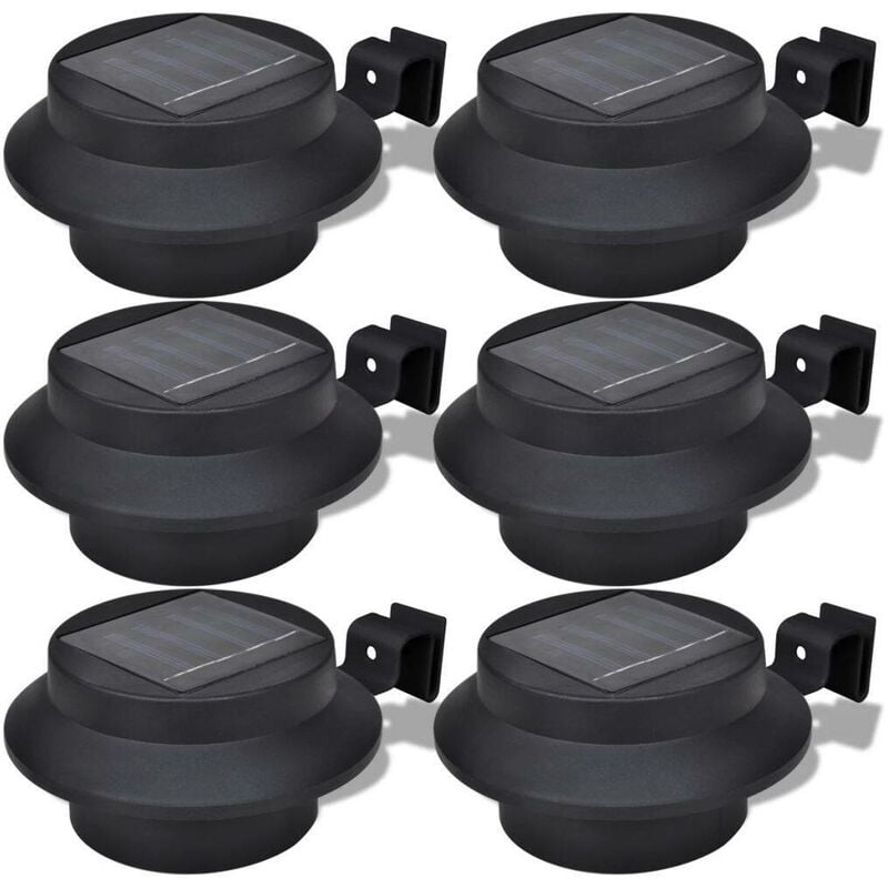 

Foco solar negro para vallas de jardín, 6 unidades
