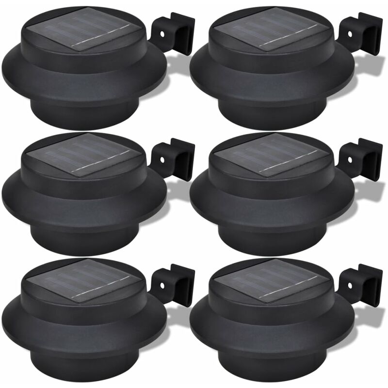 

Foco solar negro para vallas de jardín, 6 unidades - Negro