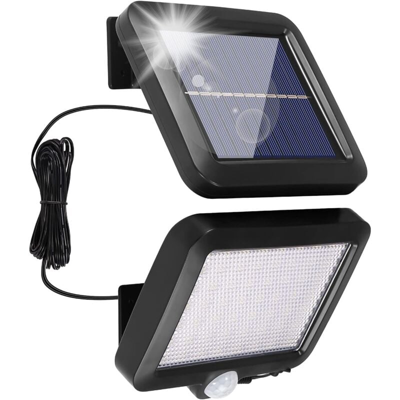 Foco solar para exteriores, luces de seguridad IP65 impermeables con energía solar inalámbrica, luz solar de jardín de 120 ° con cable de 5 m para