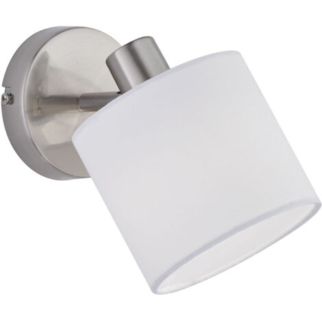 Foco Tommy 1xE14 Níquel y Tela Blanca L12 cm Trio Lighting