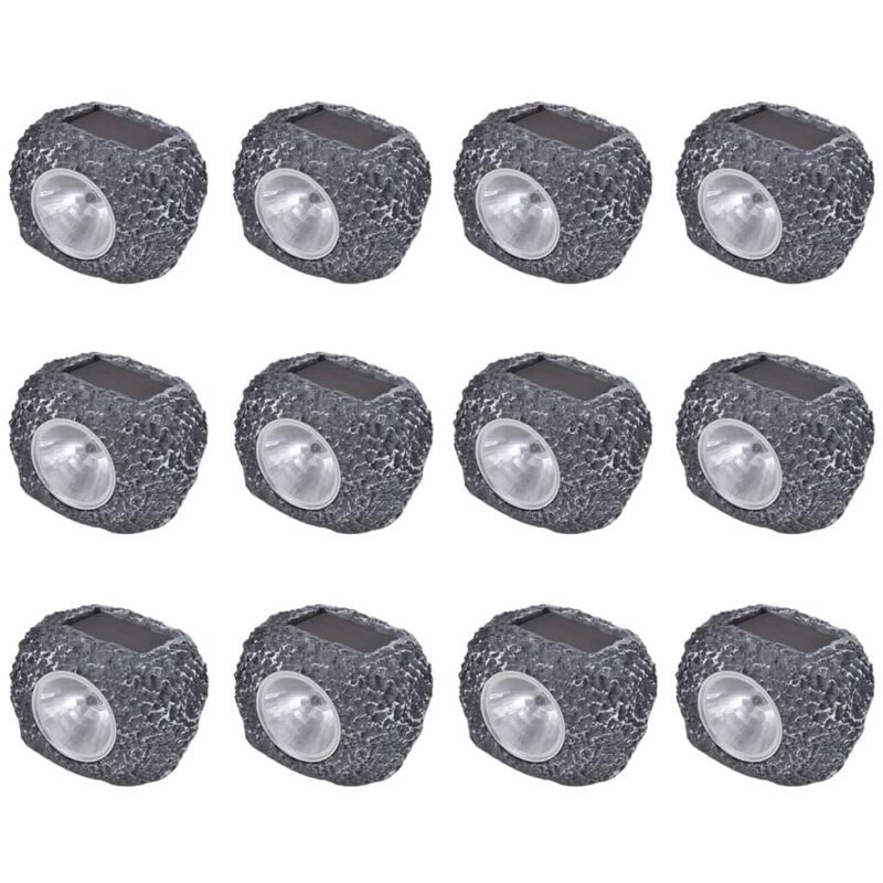 

Focos de jardín con forma de roca energía solar LED 12 unidades - Gris