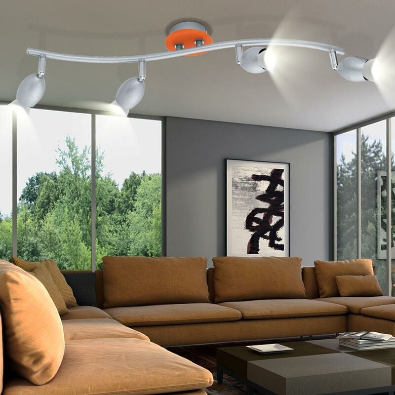 

Focos de luz de techo giratorios focos de iluminación de salón-comedor naranja en un juego que incluye bombillas LED
