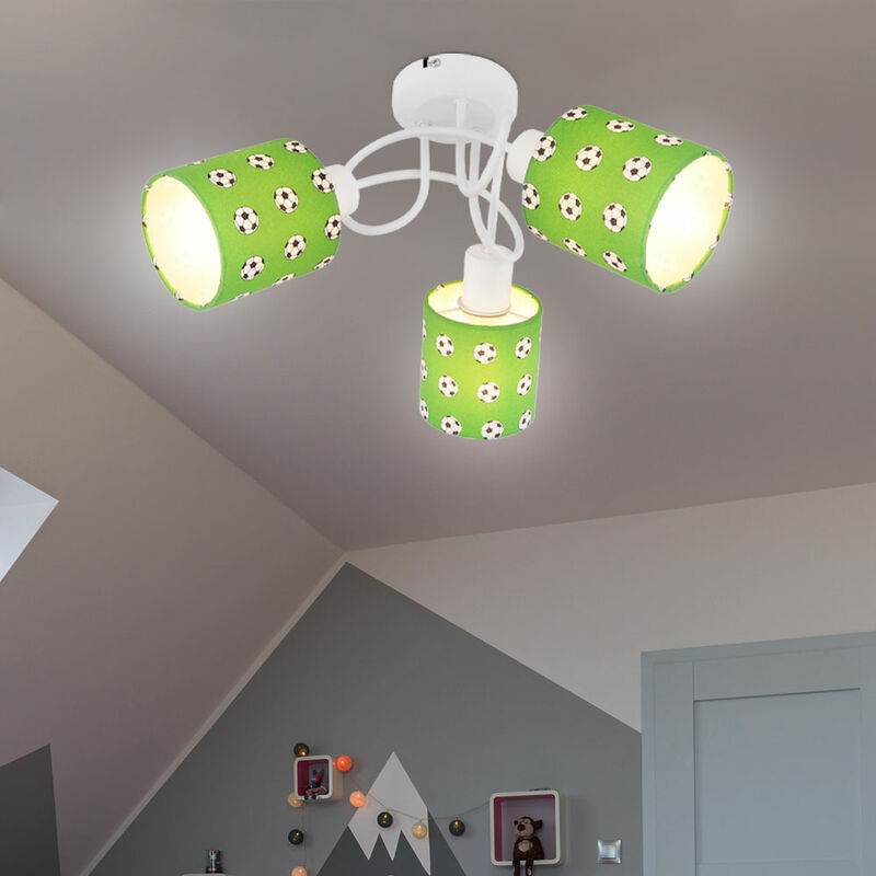 

Lámpara de luz verde de fútbol móvil con foco en el techo, habitación para niños en un juego que incluye bombillas LED