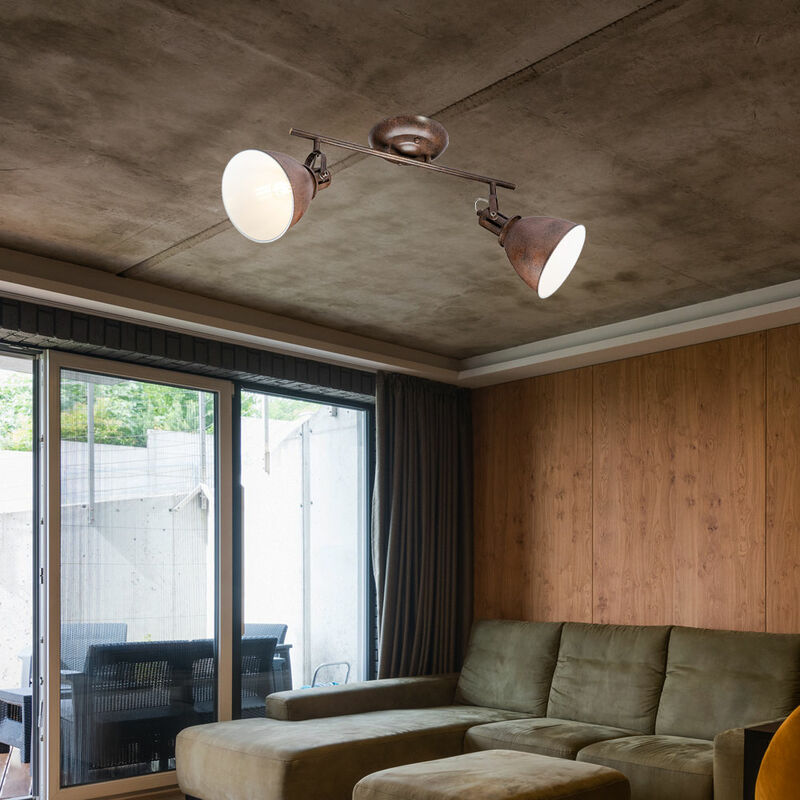 

Foco de techo, giratorio, con foco de luz estilo casa de campo color óxido en un juego que incluye bombillas LED