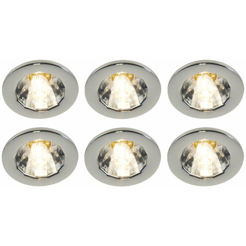 

Focos empotrables para baño empotrable de techo, luz empotrada, plateado IP44, G4 10 vatios blanco cálido, F x Al 3,5x4,2 cm, juego de 6