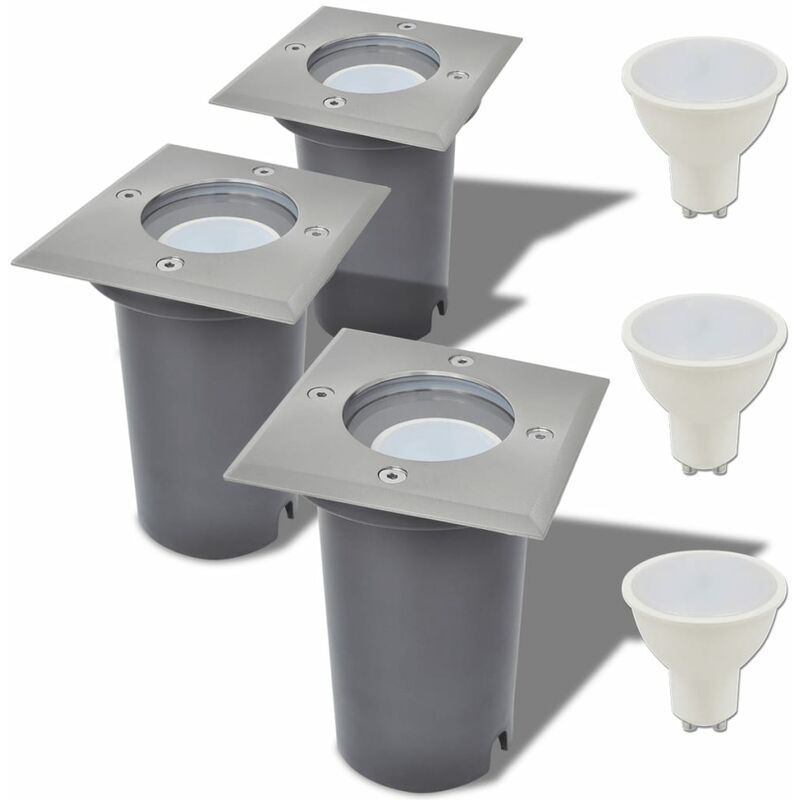 

Focos LED empotrables de suelo para exteriores 3 unids cuadrados