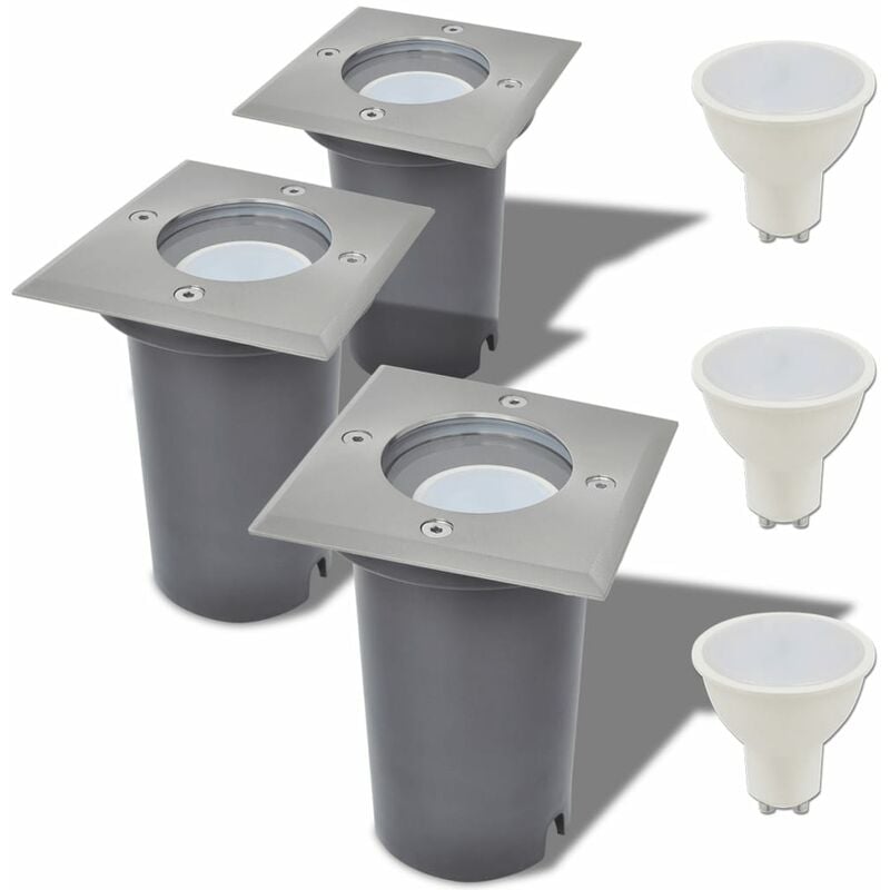 

Focos LED empotrables de suelo para exteriores 3 unids cuadrados