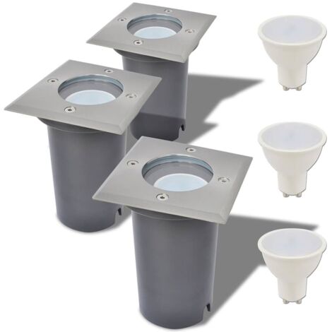 Focos LED empotrables de suelo para exteriores 3 unids cuadrados