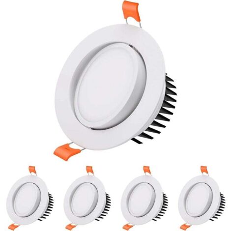 Focos LED empotrables, [Paquete de 4] Focos LED empotrables para baño de 7 W, focos LED empotrables extraplanos en blanco frío de 6000 K, ángulo de haz ajustable de 40°, foco de techo de 120° para sal