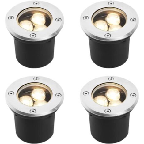 Focos LED impermeables para jardín LIFCAUSAL IP67 - Paquete de 4 focos exteriores de 3 W y 8 cm, luz blanca cálida