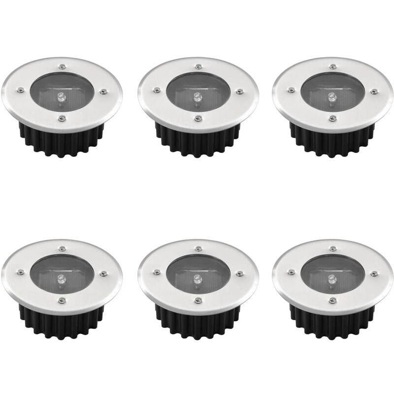 

Focos redondos de suelo solares 6 unidades - Plateado