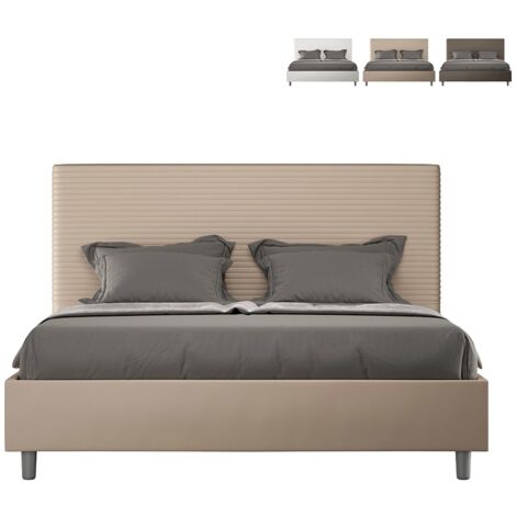 Focus M1 modernes Kunstleder-Doppelbett 160x200 Container  Farbe: Beige - Version: Standardmodell