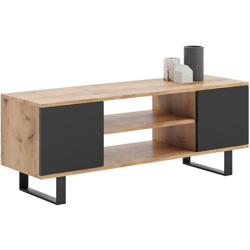 Focus meuble RTV 135 cm - chêne loft craft/noir