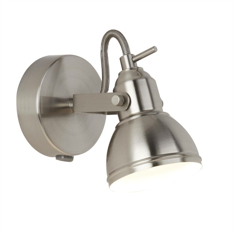 Searchlight Focus - 1 Light Indoor Adjustable Wall Spotlight Satin Silver, GU10