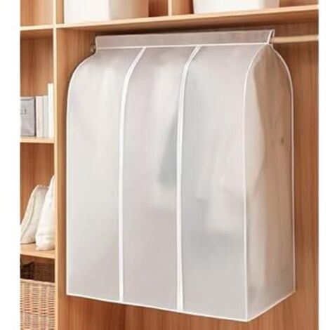 Fodera antipolvere per grucce, 100x50x120 cm in PEVA, chiusura lampo e nastro adesivo magnetico.