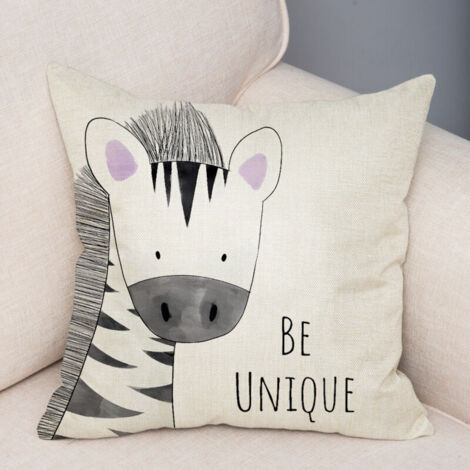 Fodera per cuscino per bambini con animali, 45 x 45 cm, giraffa, zebra, in morbido velluto, federa decorativa per cameretta, 4 pezzi