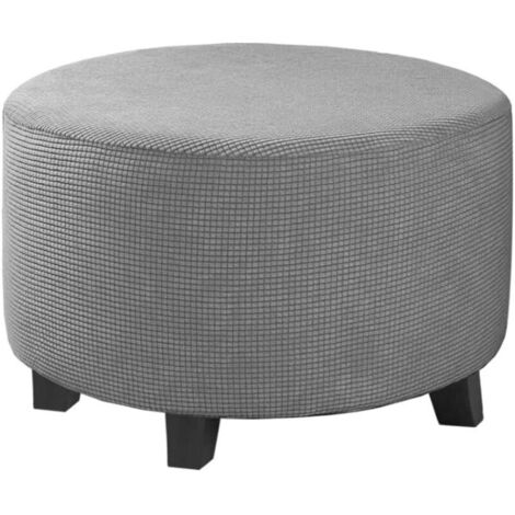 Fodera per pouf elasticizzata in jacquard (cachi, piccola), fodera per poggiapiedi, protezione per mobili, fodera per sgabello, fondo elastico antiscivolo