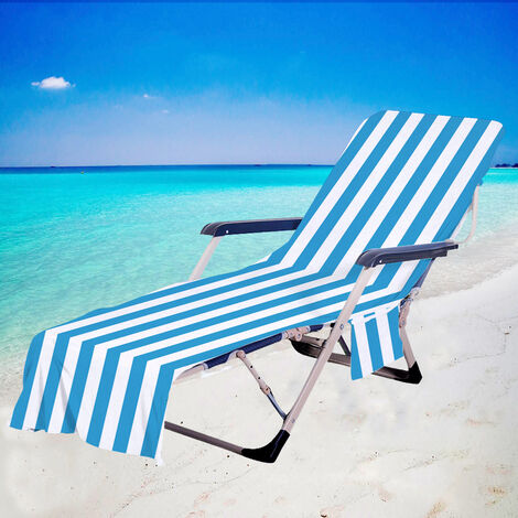 Copertura per Sedia da Spiaggia in Microfibra Asciugamano e Copertura reclinabile per Sdraio QCWN Giardino Vacanza con Tasche 