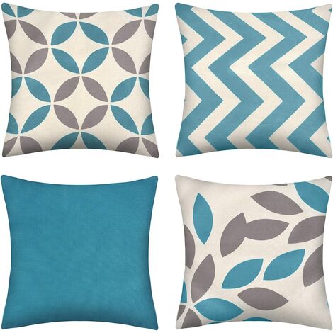 45 x 45 cm 4 pezzi colore: blu per divano decorativa Federa per cuscino in stile geometrico divano letto soggiorno Tidwiace quadrata con cerniera invisibile 