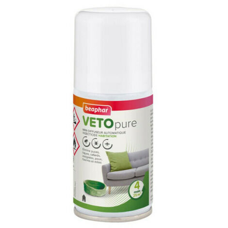 Fogger Insecticide Habitation Beaphar Vétopure aux fleurs de Pyrtèthre de Dalmatie Mini-Fogger 75 ml