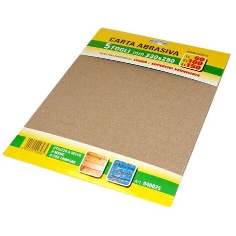 FOGLI CARTA ABRASIVA ASSORTITI 5 PZ.