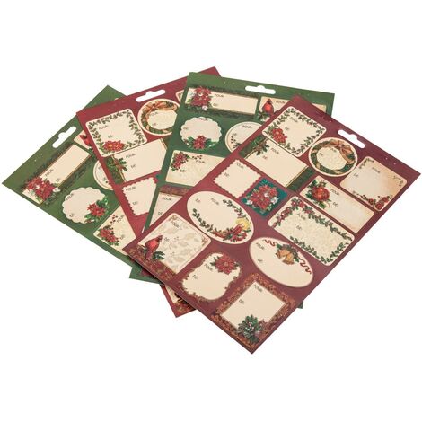 Fogli da 48 o 52 etichette regalo autoadesive - Modello e - Feeric lights & christmas