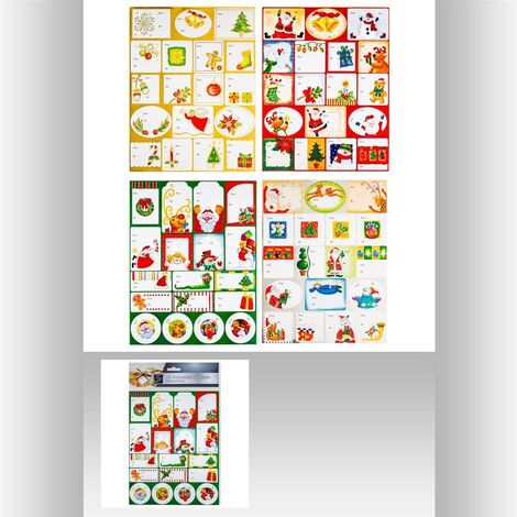 Fogli di 36 etichette regalo autoadesive con glitter - Verde - Feeric lights & christmas