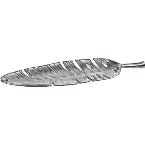 Foglia vassoio svuotatasche centrotavola decorazione in metallo 41 x 12 cm