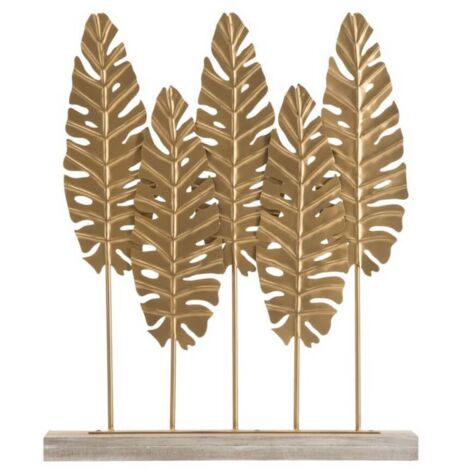 Foglie decorative in ferro color oro con base per decorazioni ambienti -Foglie lunghe