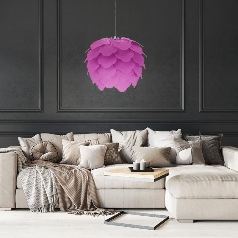 Image of Foglie lampada a sospensione soggiorno camera da letto fiori lampada da soffitto viola in un set che include lampadine a led